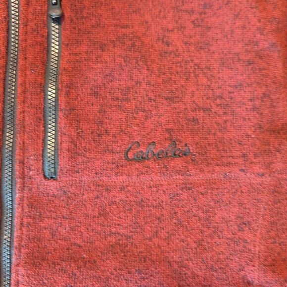 Cabelas Full Zip Jacket Coat Mens Large Burgandy Maroon Pockets Hood Outdoor - Picture 4 of 7